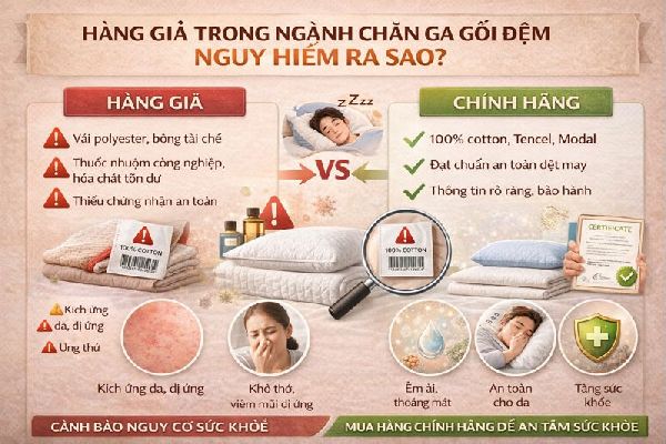 hàng giả ngành chăn ga gối đệm